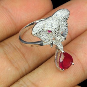 Piękny pierścionek naturalne rubiny 925 11