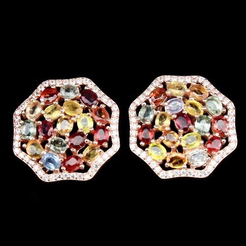 Piękne kolczyki naturalne szafiry Songea cyrkonie