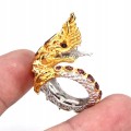 Pierścionek naturalne granaty szafiry smok 14