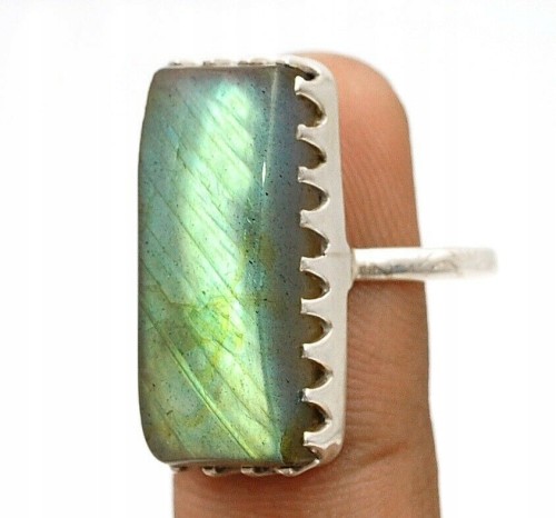 Srebrny pierścionek naturalny labradoryt 16