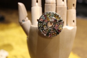 Pierścionek srebrny naturalne turmaliny r19