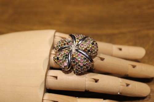 Pierścionek naturalne turmaliny 15.5