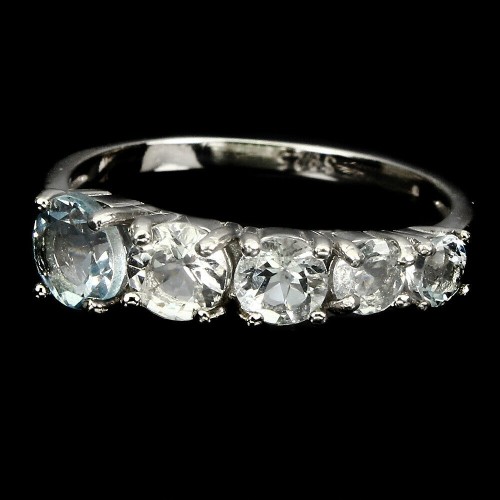 Srebrny pierścionek akwamaryny naturalne 925 r 17