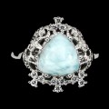 Pierścionek naturalny larimar cyrkonie 925 r 15.5