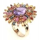 Piękny pierścionek ametysty szafiry r.15