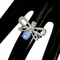 Srebrny 925 pierścionek ognisty opal r 16.5 ważka