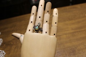 Pierścionek opal granat 925 r 17 kałamarnica