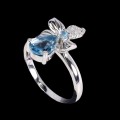Srebrny pierścionek naturalny topaz swiss blue 14