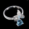 Srebrny pierścionek naturalny topaz swiss blue 14
