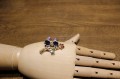 Silver sapphires Songea brooch with natural rubies 925