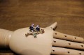 Silver sapphires Songea brooch with natural rubies 925
