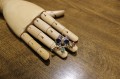 Silver sapphires Songea brooch with natural rubies 925