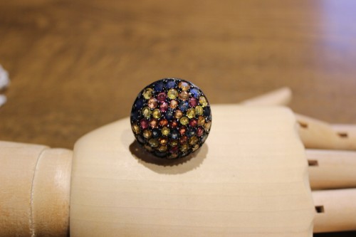 Pierścionek 925 srebrny rubiny szafiry r16 2