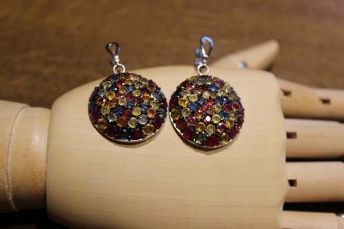 Srebrne kolczyki 925 naturalne rubiny szafiry 2