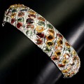 Bransoletka 925 szafiry 18 ct turmaliny certyfikat