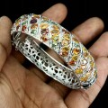 Bransoletka 925 szafiry 18 ct turmaliny certyfikat
