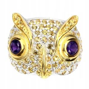 Ring owl 925 amethyst sapphires size 16 natural