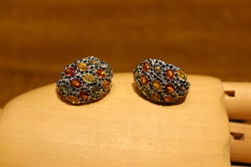 Kolczyki szafiry Songea padparadża zielone 11