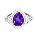 Natural ring (925) amethyst cubic zirconia size 14