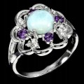 Natural larimar amethyst ring 925 size 16.5
