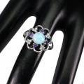 Natural larimar amethyst ring 925 size 16.5