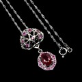 Ruby silver necklace cubic zirconia 925 natural 3