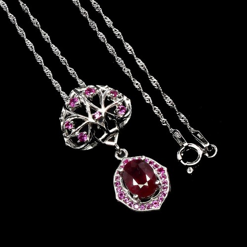 Ruby silver necklace cubic zirconia 925 natural 3