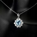 Naszyjnik srebrny 925 Swiss Blue topaz cyrkonie 3