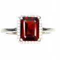 Ring, silver 925, garnet, size 16.5 cubic zirconia