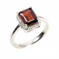 Ring, silver 925, garnet, size 16.5 cubic zirconia