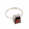 Ring, silver 925, garnet, size 16.5 cubic zirconia