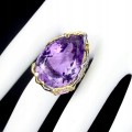 Amethyst ring, 50.39 ct, silver, sapphires size 16