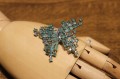 Silver brooch 925 emeralds butterfly pendant