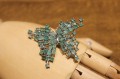 Silver brooch 925 emeralds butterfly pendant
