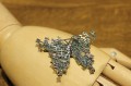 Silver brooch 925 emeralds butterfly pendant