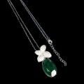 Silver necklace cubic zirconia and aventurine 925 natural