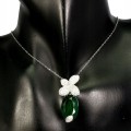 Silver necklace cubic zirconia and aventurine 925 natural