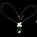 Silver necklace cubic zirconia and aventurine 925 natural