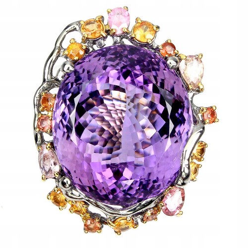 Pierścionek ametyst 37.00ct r 15.5 certyfikat