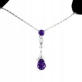 Srebrny naszyjnik naturalne ametysty cyrkonie 7
