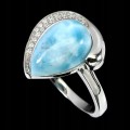 Pierścionek naturalny larimar cyrkonie 11.5 2