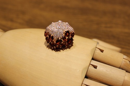 Ring 925 silver  garnet  cubic zirconia size 12