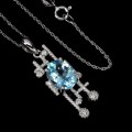 Srebrny naszyjnik Sky Blue topaz 925 naturalny 2