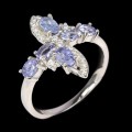Ring size 17, natural 925 silver, tanzanites 5