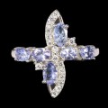 Ring size 17, natural 925 silver, tanzanites 5