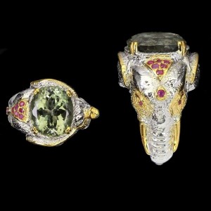 Pierścionek ametyst rubiny r 16 słoń srebro 925