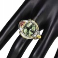 Amethyst ring, rubies, size 16 elephant, silver