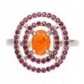 925 silver opal ring with pink sapphires size 18
