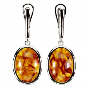 Srebrne kolczyki naturalne bursztyny 925 3