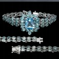 Srebrna bransoletka cyrkony  topaz 1 certyfikat